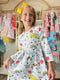 Bowtism Girls School Talk Twirl Dress with Matching Bow - Bowtism